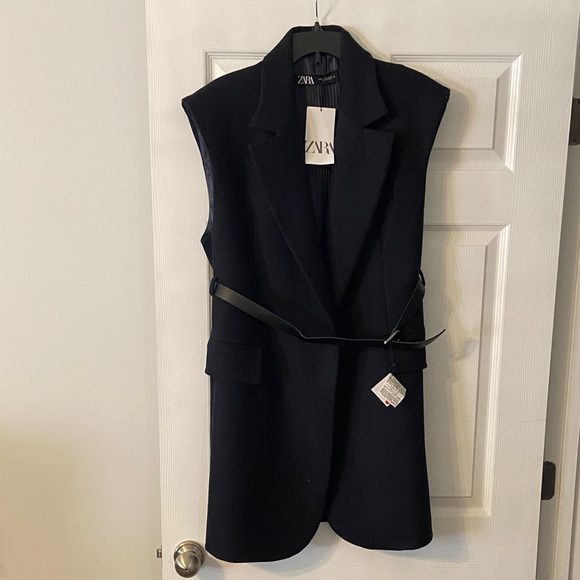 Zara Dresses & Skirts - Zara Wool Dress Black  Sleeveless size M length 39” bust 34” belt around waist